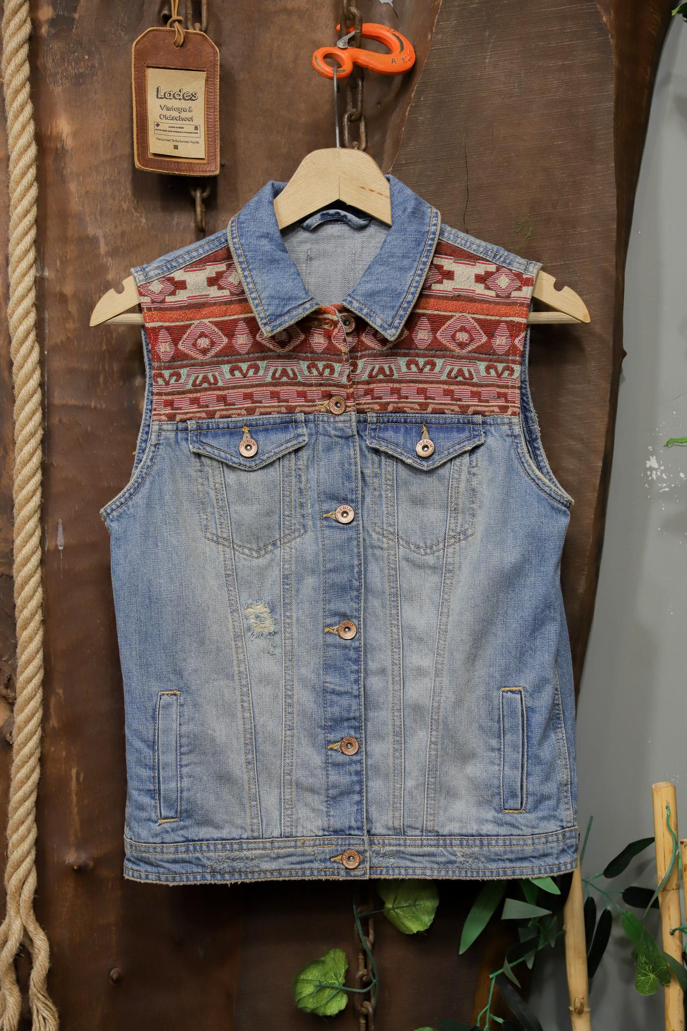 Y2K Ethnic Kilim Desen Kot Yelek/Ceket