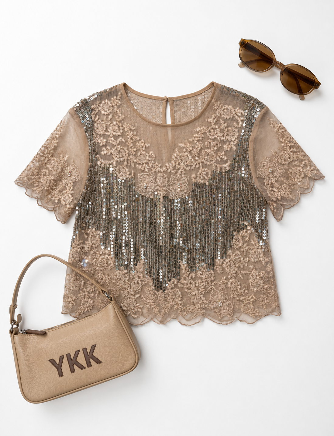 Y2K Glam&Flapper Dantelli Gece Bluz