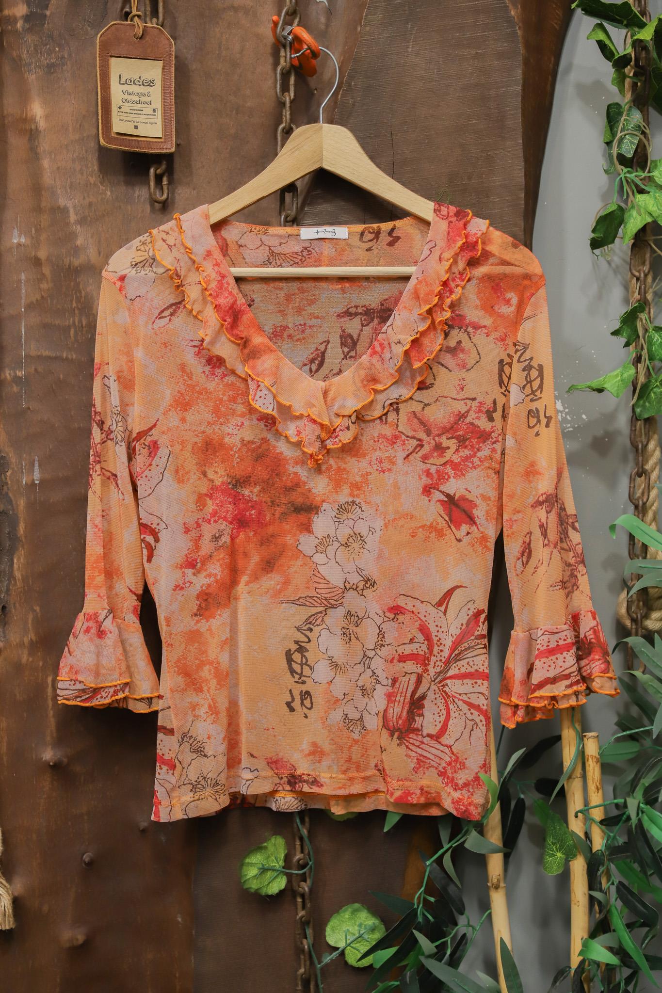 Y2K Orange Boho Blouse