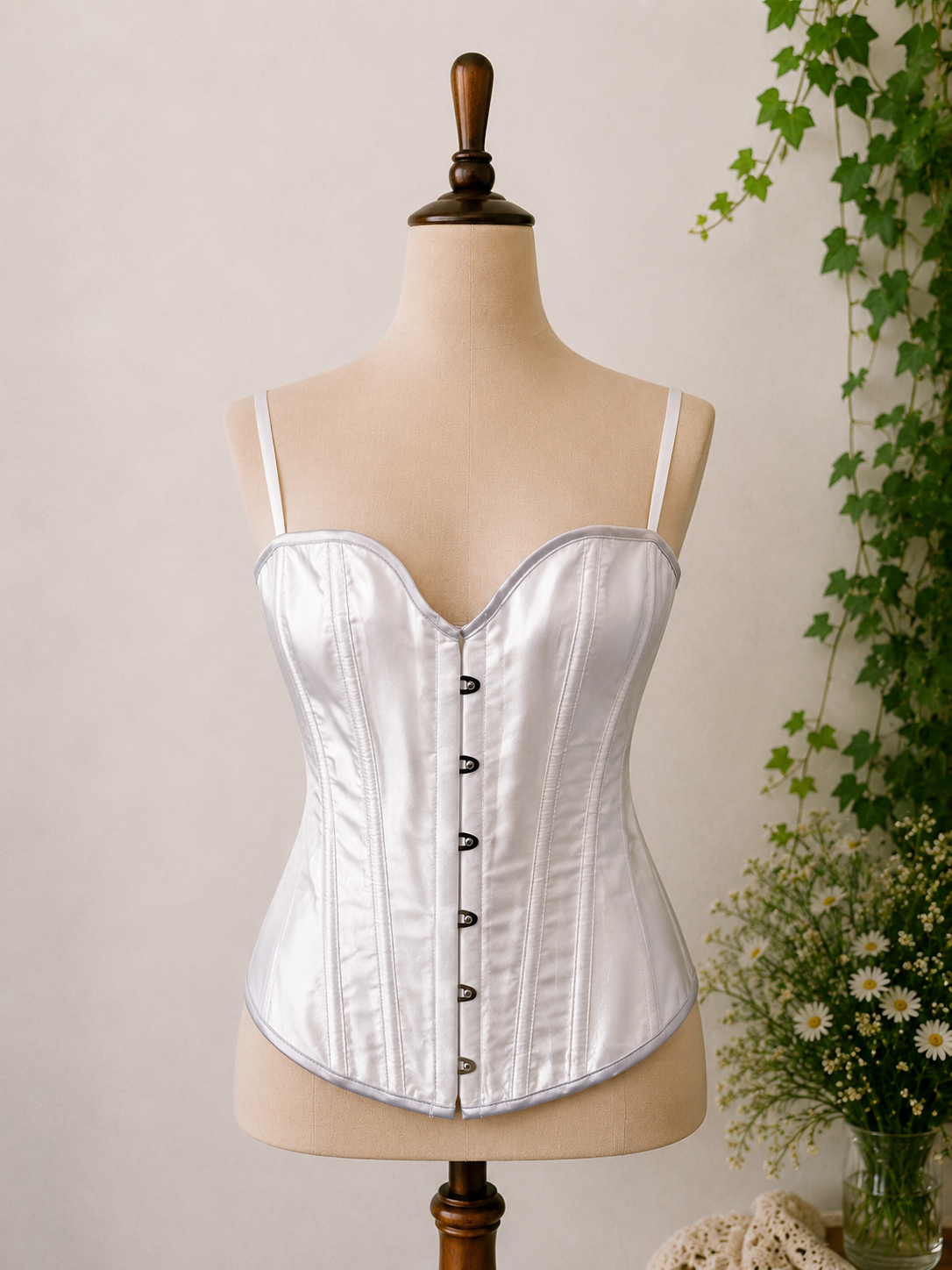 Y2K White Satin Korse
