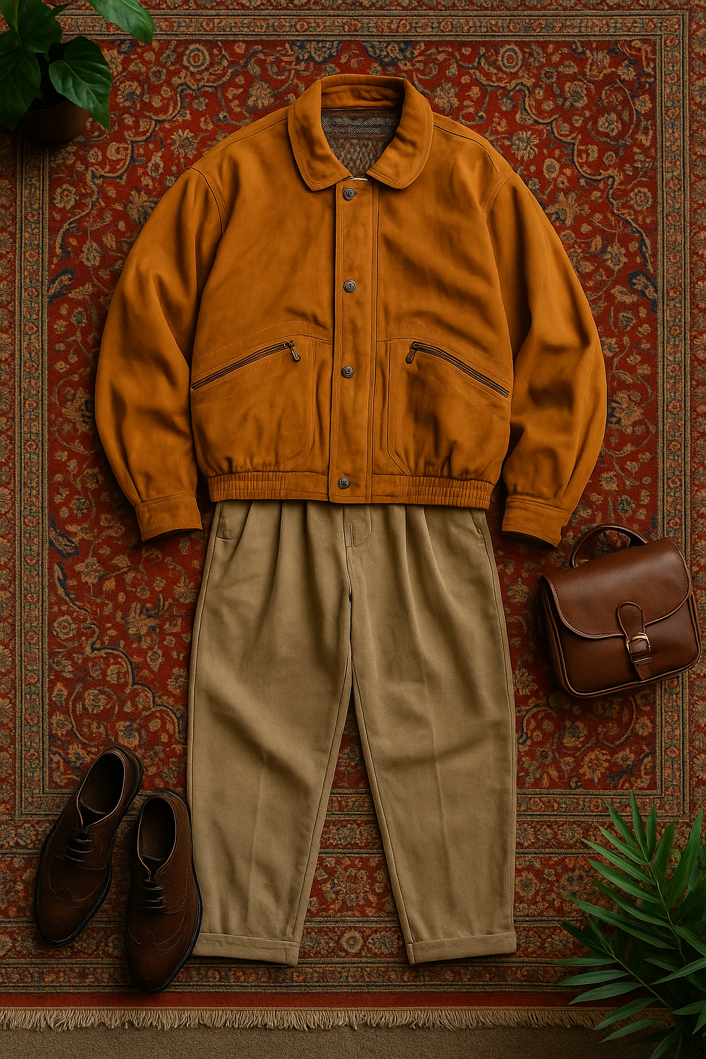 YORN&FURS Bomber Camel Deri Ceket