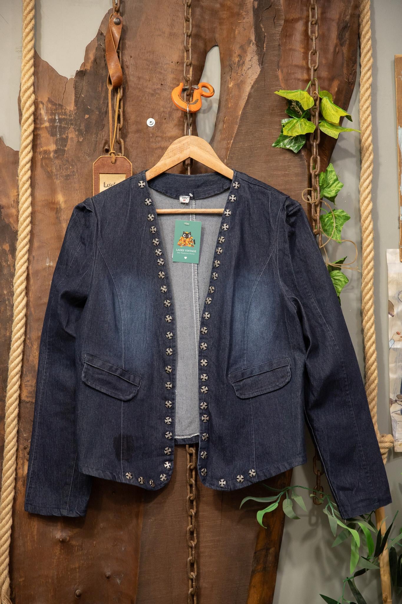 Zımba Detay Denim Ceket