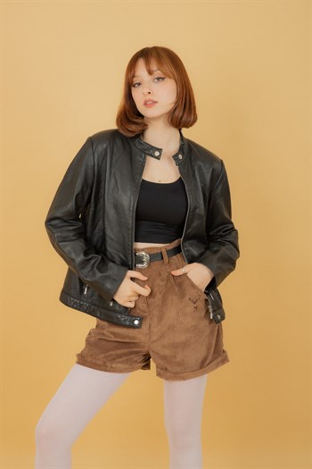 High Waist Morena Vintage Leather Jacket
