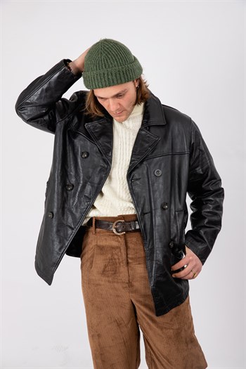 Vintage Unisex Blazer Type Leather Jacket