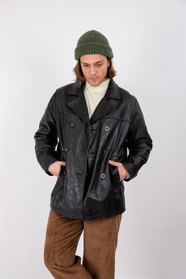 Vintage Unisex Blazer Type Leather Jacket