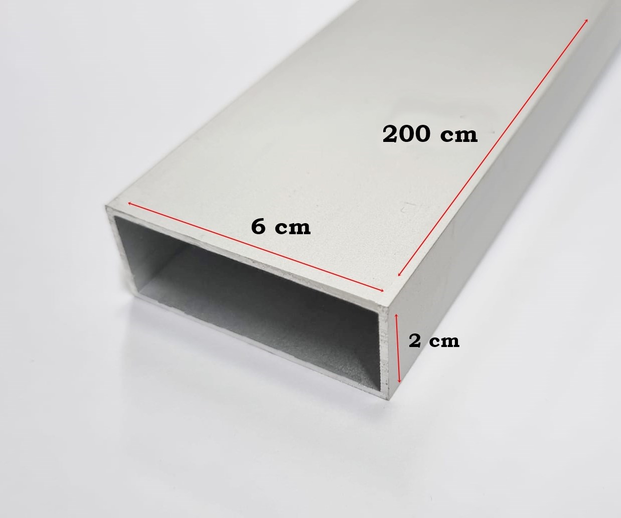 Alüminyum Kutu Profil Alüminyum Dikdörtgen Profil 1,2 mm Kalınlık ( 2 cm X 6 cm x 200 cm )