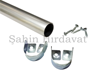 60 cm Gardırop Askı Borusu Yuvarlak Alüminyum Dolap Borusu