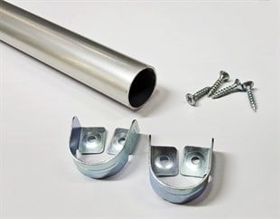 Gardırop Askı Borusu Yuvarlak 100 cm Alüminyum Dolap Askı Borusu 2 Adet Boru Başlığı
