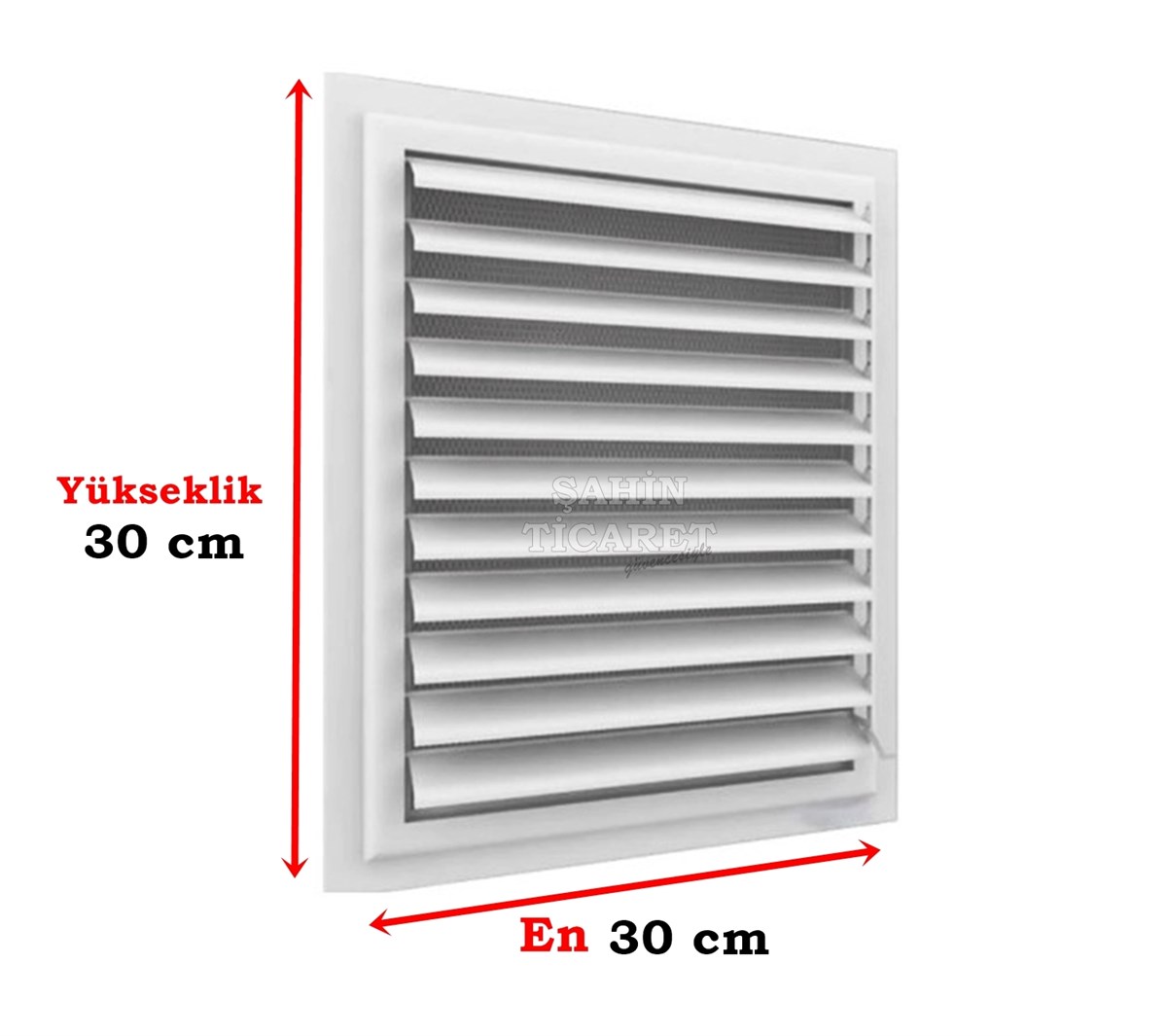 30 cm x 30 cm Alüminyum Hareketli Menfez Yüzeysel Banyo Wc Havalandırma Menfezi Beyaz