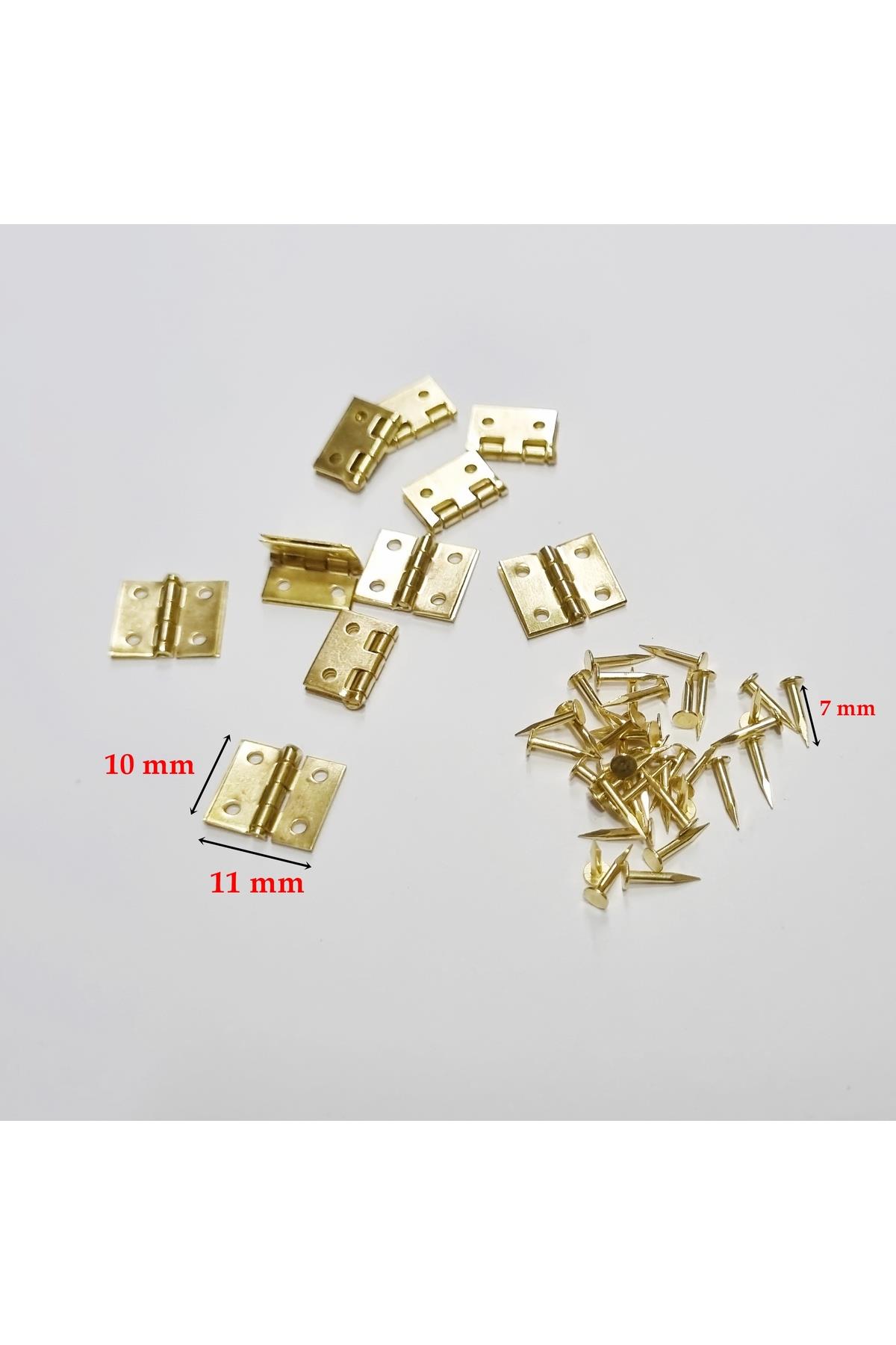 Sarı Küçük Menteşe Tavla Menteşesi Yaprak Menteşe 10 Adet (11 mm x 10 mm)