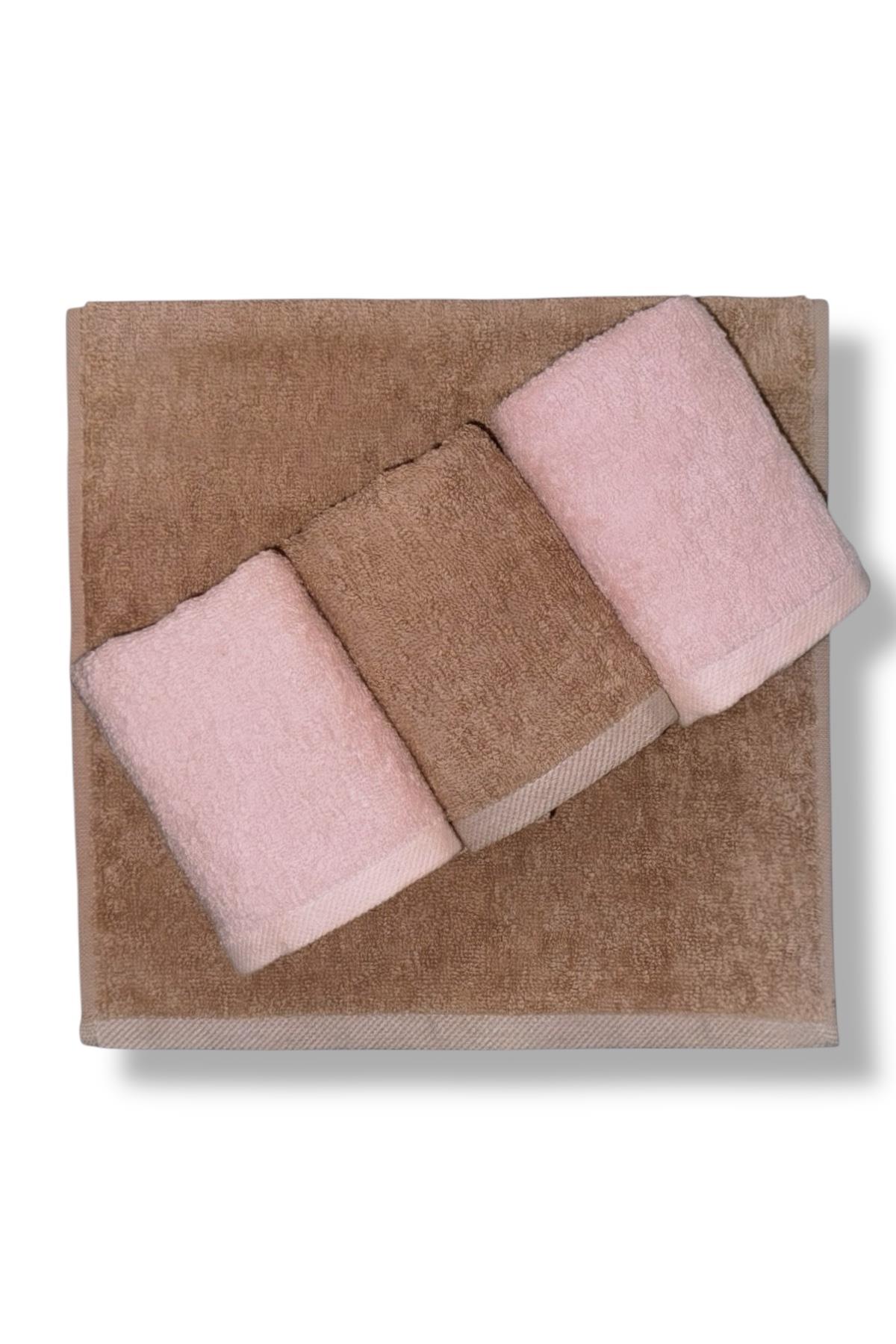 4 ADET %100 PAMUK EL HAVLUSU ESTELLA PUDRA-BEJ 50*30