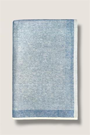 %100 PAMUK ÇİZGİLİ PLAJ HAVLUSU MAVİ 70X140