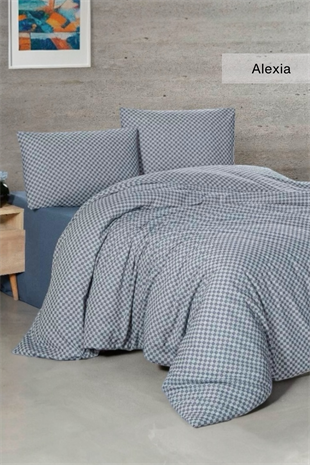 ÇİFT KİŞİLİK %100 PAMUK İPLİKTEN BOYALI NEVRESİM 200X220 ÇARŞAF 225X260 YASTIK KILIFI 50X70(2ADET) ALEXIA 