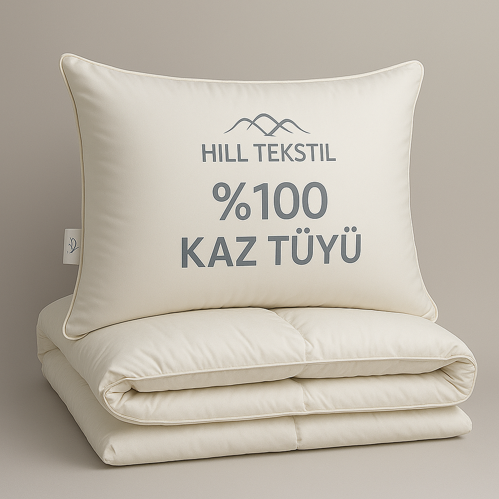 %100 KAZ TÜYÜ YORGAN SETİ TEK %20 GIDIK TEK KİŞİLİK YORGAN 155X215 VE 1 ADET 50*70 KAZ TÜYÜ YASTIK