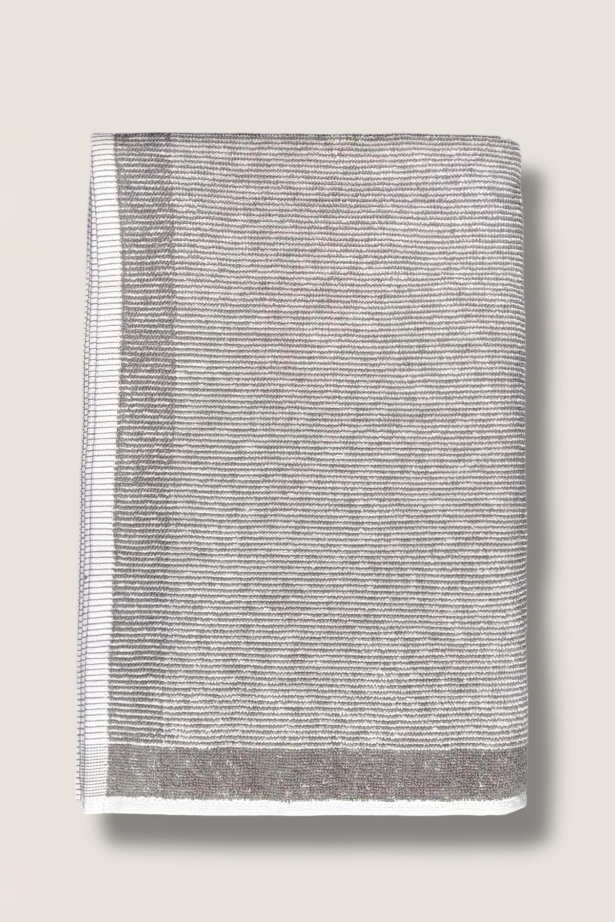 %100 PAMUK ÇİZGİLİ PLAJ HAVLUSU KAHVE 70X140