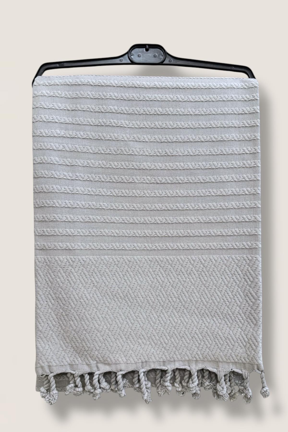 %100 PAMUK ÖRTÜ TV BATTANİYESİ ŞAL GRİ 97X163