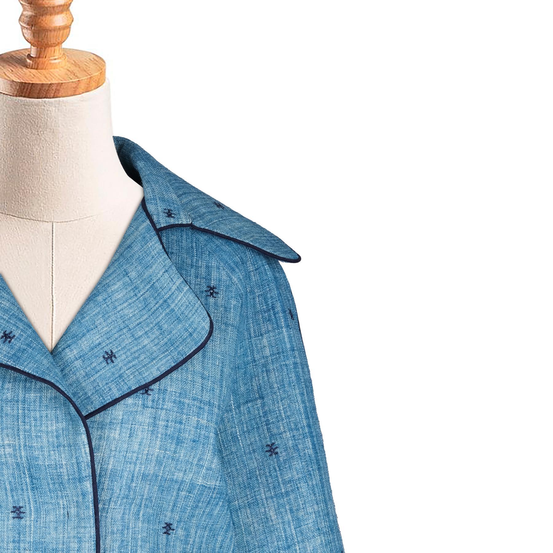 AÇIK İNDİGO RENKLİ BİYELİ CEKET