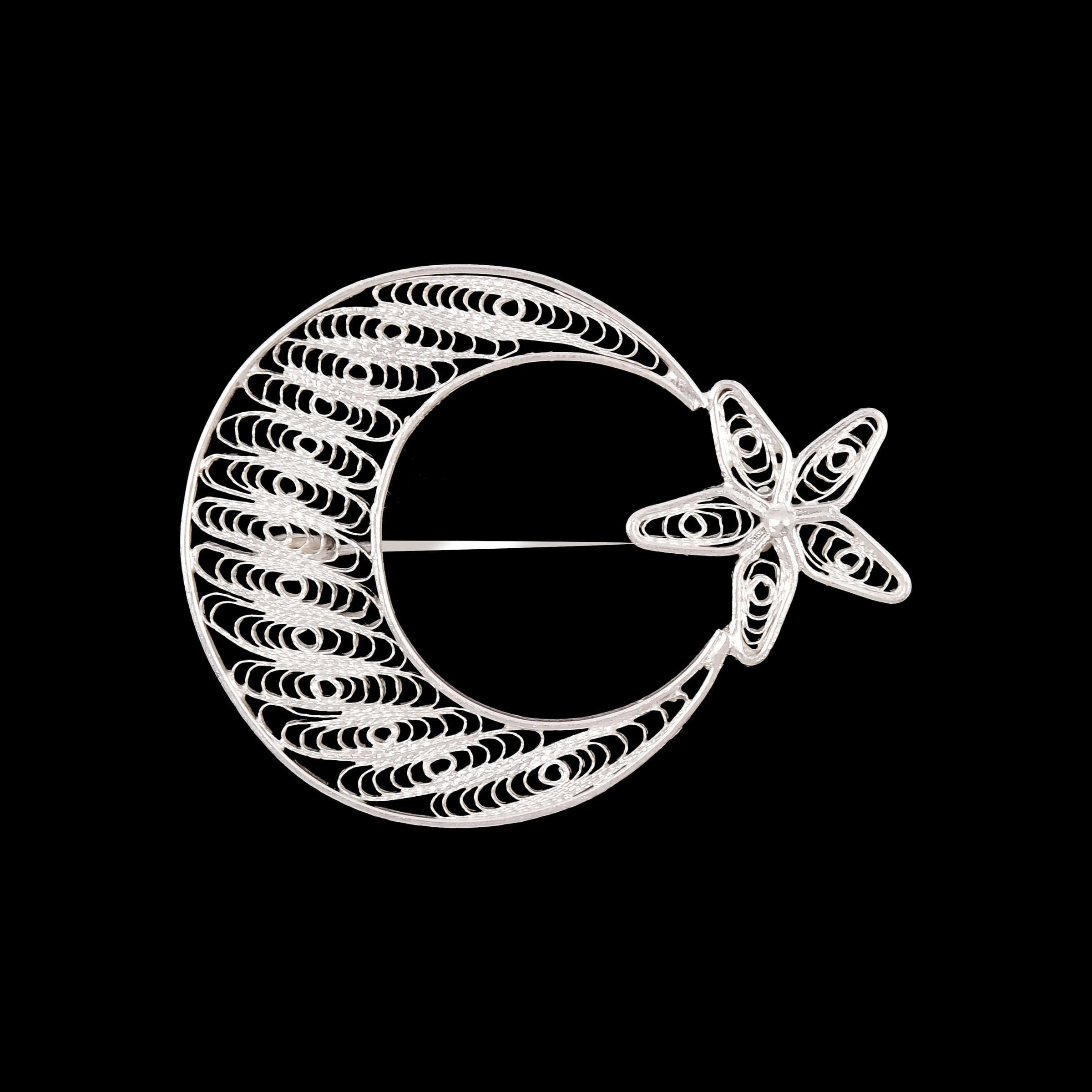 AY YILDIZ MOTİFLİ GÜMÜŞ BROŞLAR 1 (4,6 GR)
