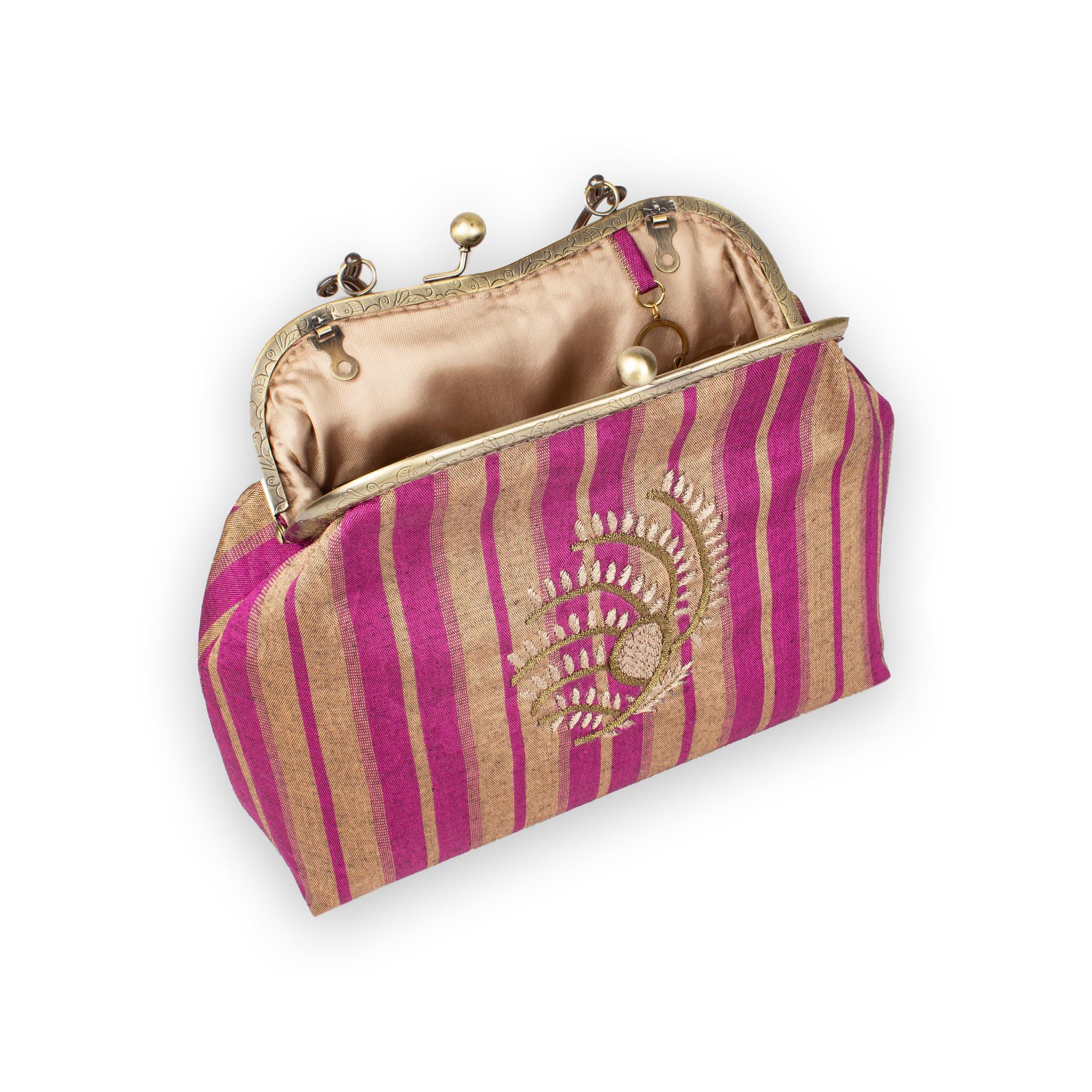 PEMBE ÇİZGİLİ KUTNU ÇANTA