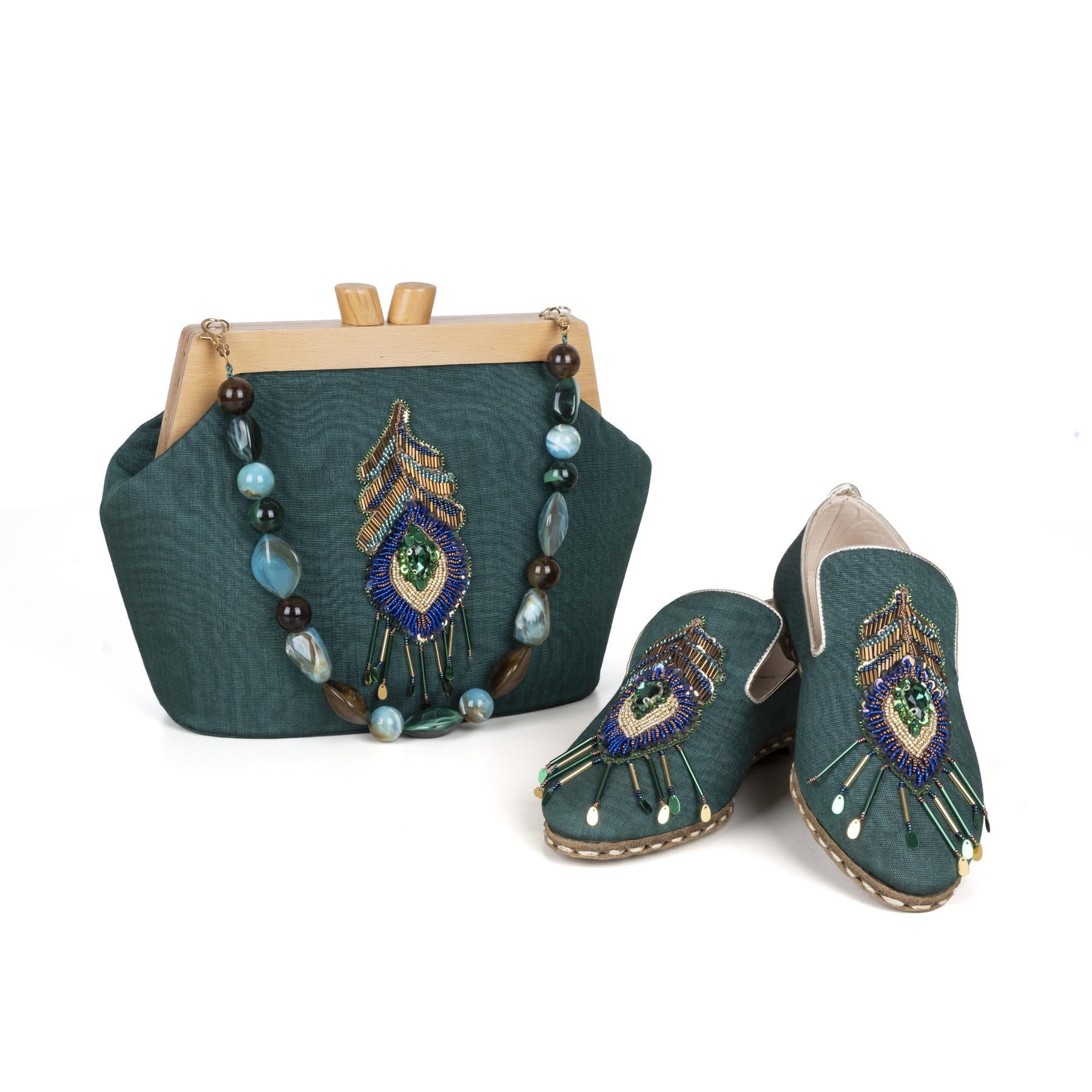 TAVUSKUŞU YEMENİ ÇANTA VE TERLİK SET (40)
