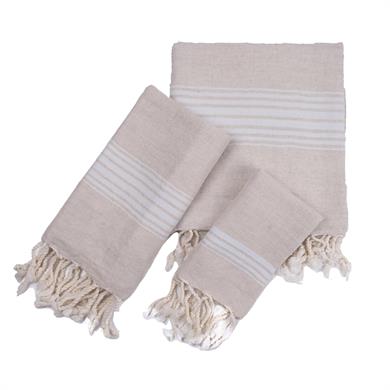 ÇİZGİLİ KETEN PEŞTAMAL SET