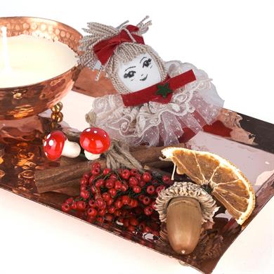 DİKDÖRTGEN BAKIR MUMLUK SETİ