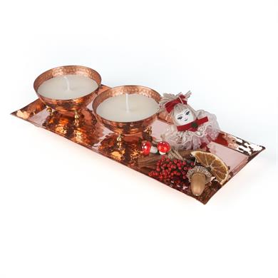 DİKDÖRTGEN BAKIR MUMLUK SETİ