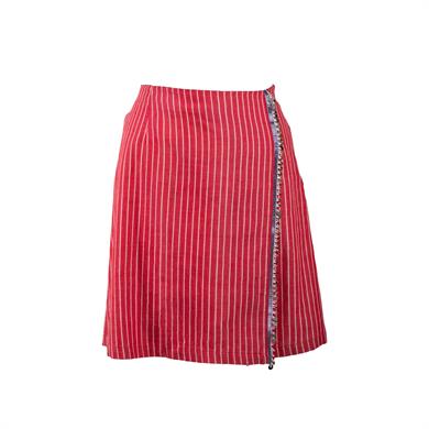 GAZENNE DOKUMA PULLU ETEK KIRMIZI