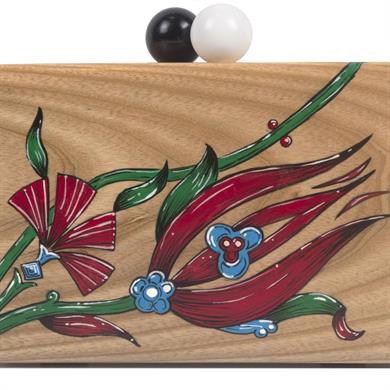 LALE BOYAMALI AHŞAP ÇANTA