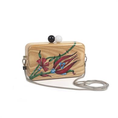 LALE BOYAMALI AHŞAP ÇANTA