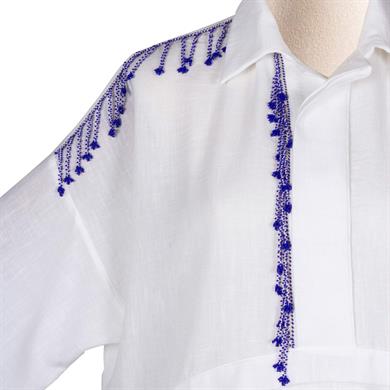 MAVİ BONCUK OYALI KOTON GÖMLEK