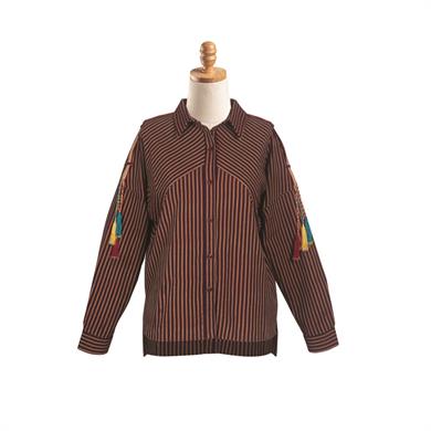 OMZU ÇARPANA DETAYLI GAZENNE DOKUMA GÖMLEK