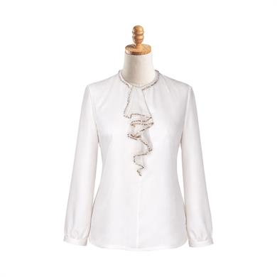 PULLU YAKALI İPEK BLUZ