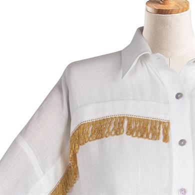 SARI BONCUK OYALI KOTON GÖMLEK