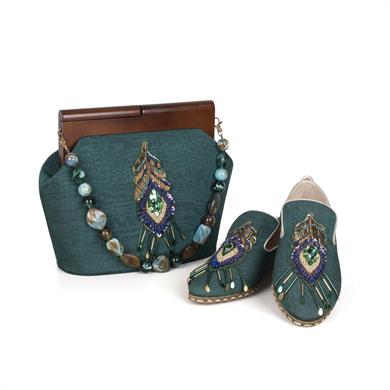 TAVUSKUŞU YEMENİ ÇANTA VE TERLİK SET (38)