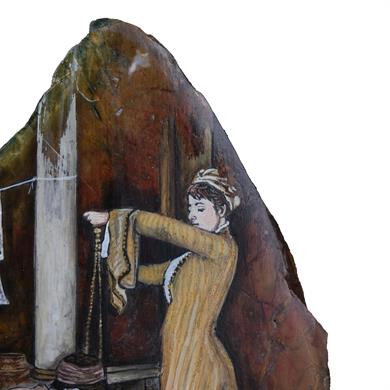 YARI DEĞERLİ TAŞ SÜSLEME KAHVE YAPAN KADINLAR