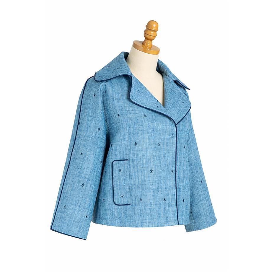 AÇIK İNDİGO RENKLİ BİYELİ CEKET