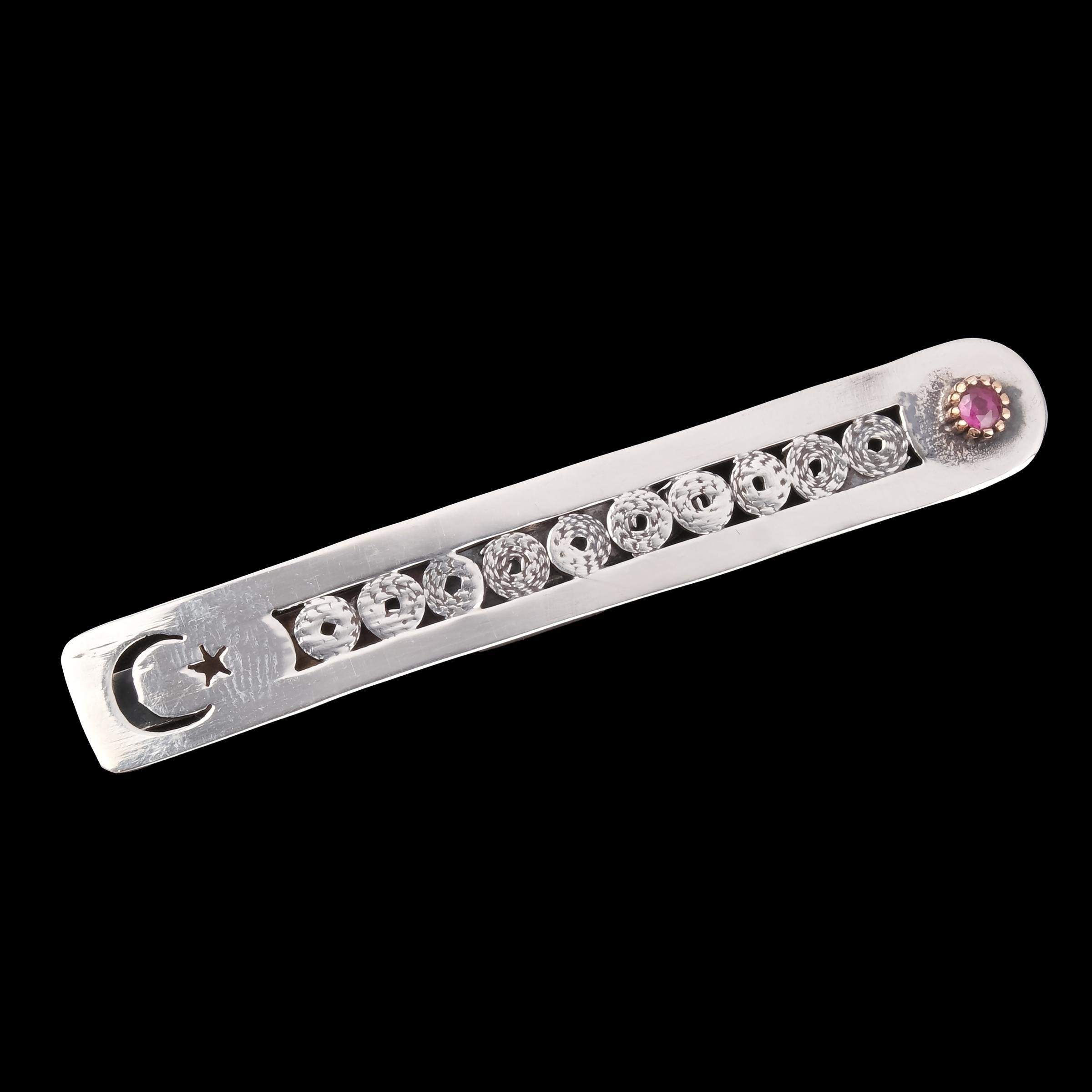 AY YILDIZ MOTİFLİ GÜMÜŞ KRAVAT İĞNESİ 1 (8,01 GR)