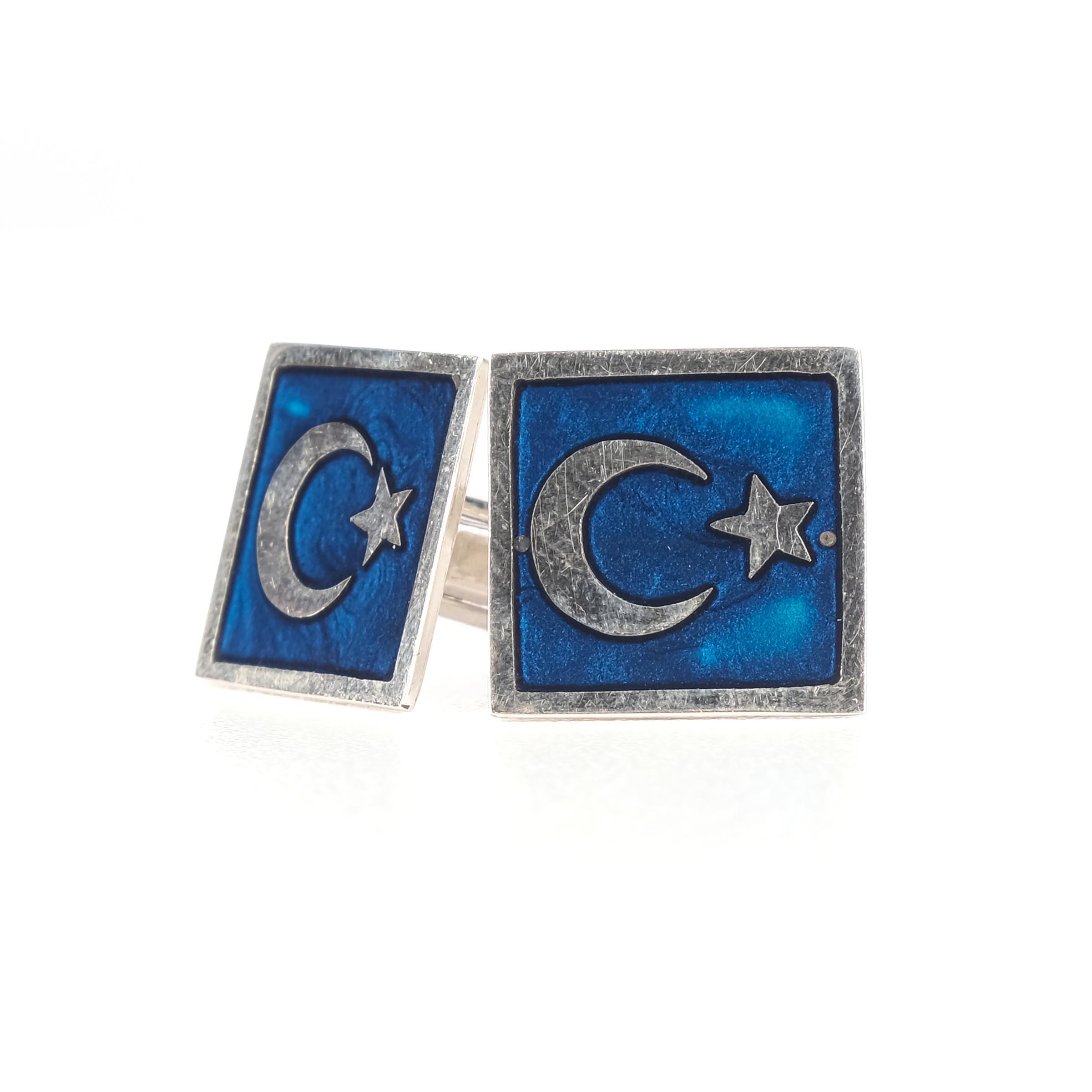 AY YILDIZLI KOL DÜĞMESİ (KARE)