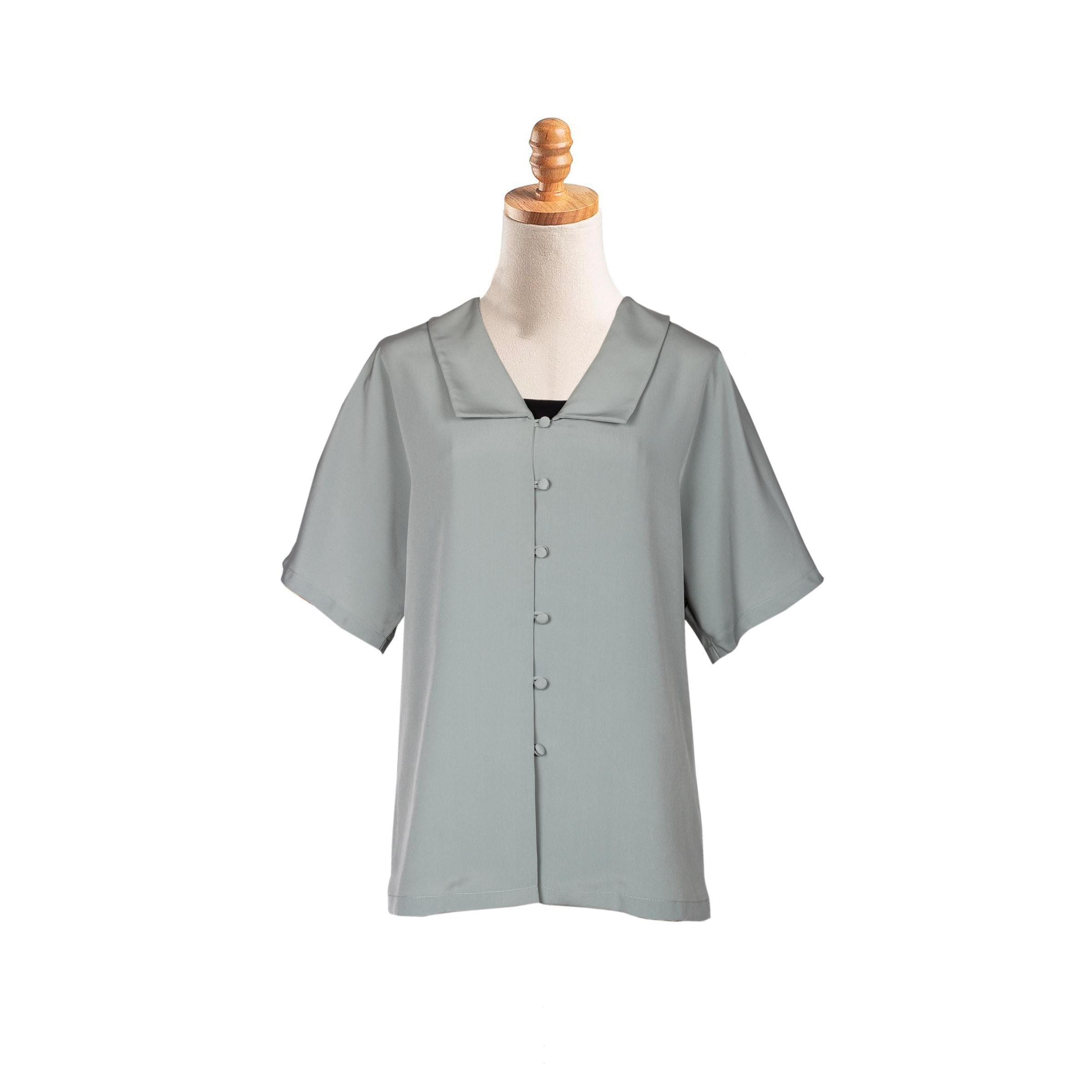 KARE YAKA YEŞİL BLUZ