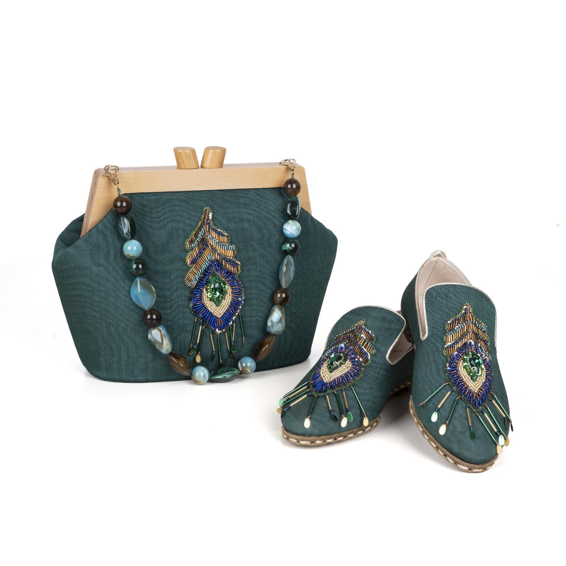 TAVUSKUŞU YEMENİ ÇANTA VE TERLİK SET (40)