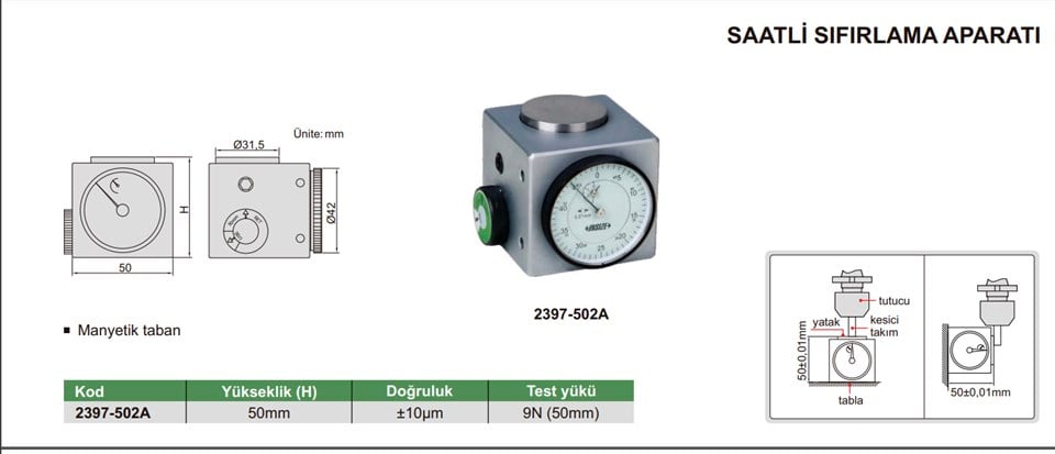 Insize 2397-502A Saatli Sıfırlama Aparatı