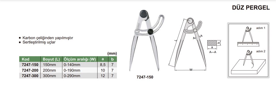 Insize 7247-150 Düz Pergel