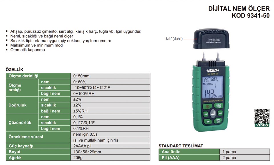Insize 9341-50 Dijital Nem Ölçer