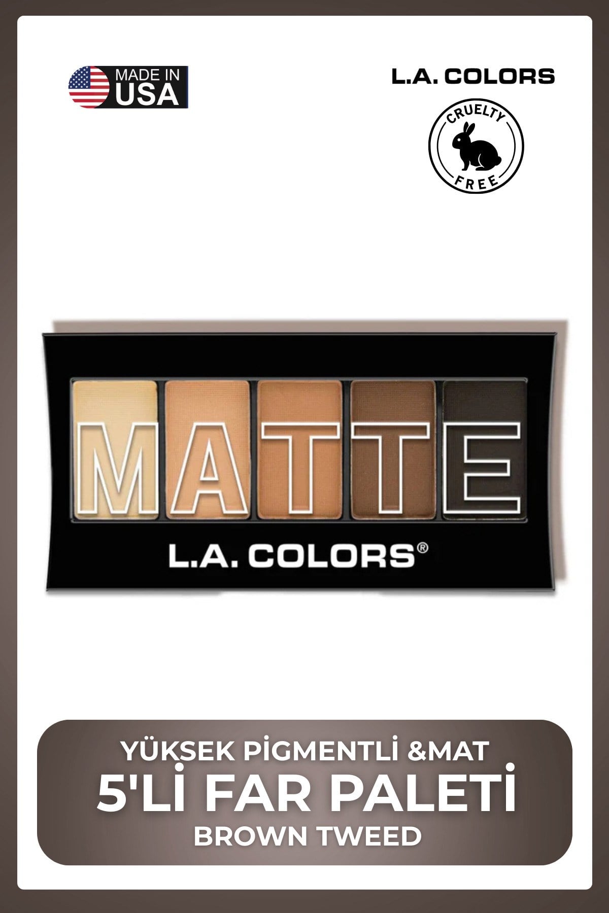 5 Color Matte Eyeshadow - Yüksek Pigmentli Tozutma Yapmayan Mat Göz Farı #CEM472 Brown Tweed