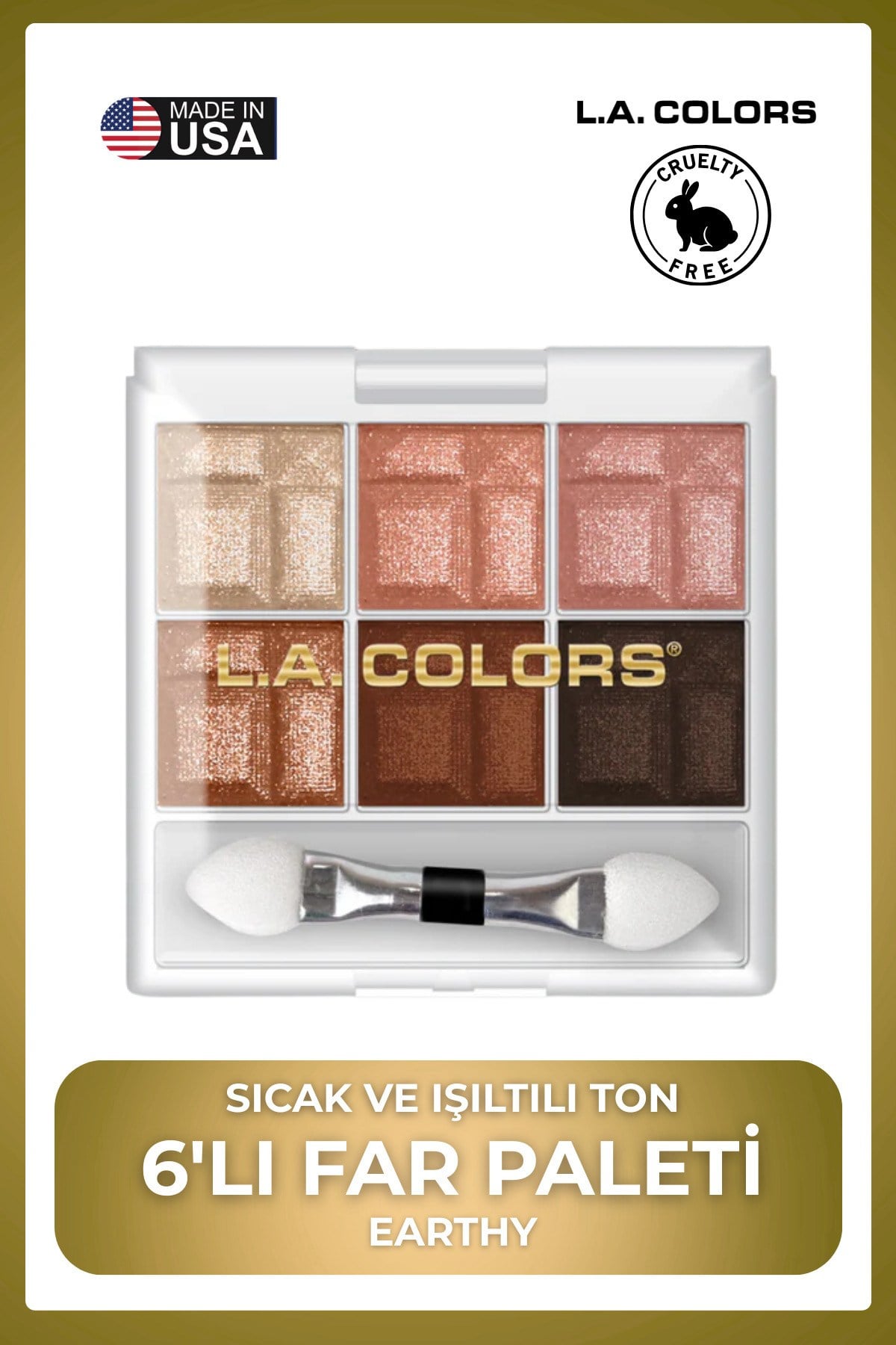 6 Color Eyeshadow Palette - Uzun Süre Kalıcı Far Paleti #CES461 Earthy