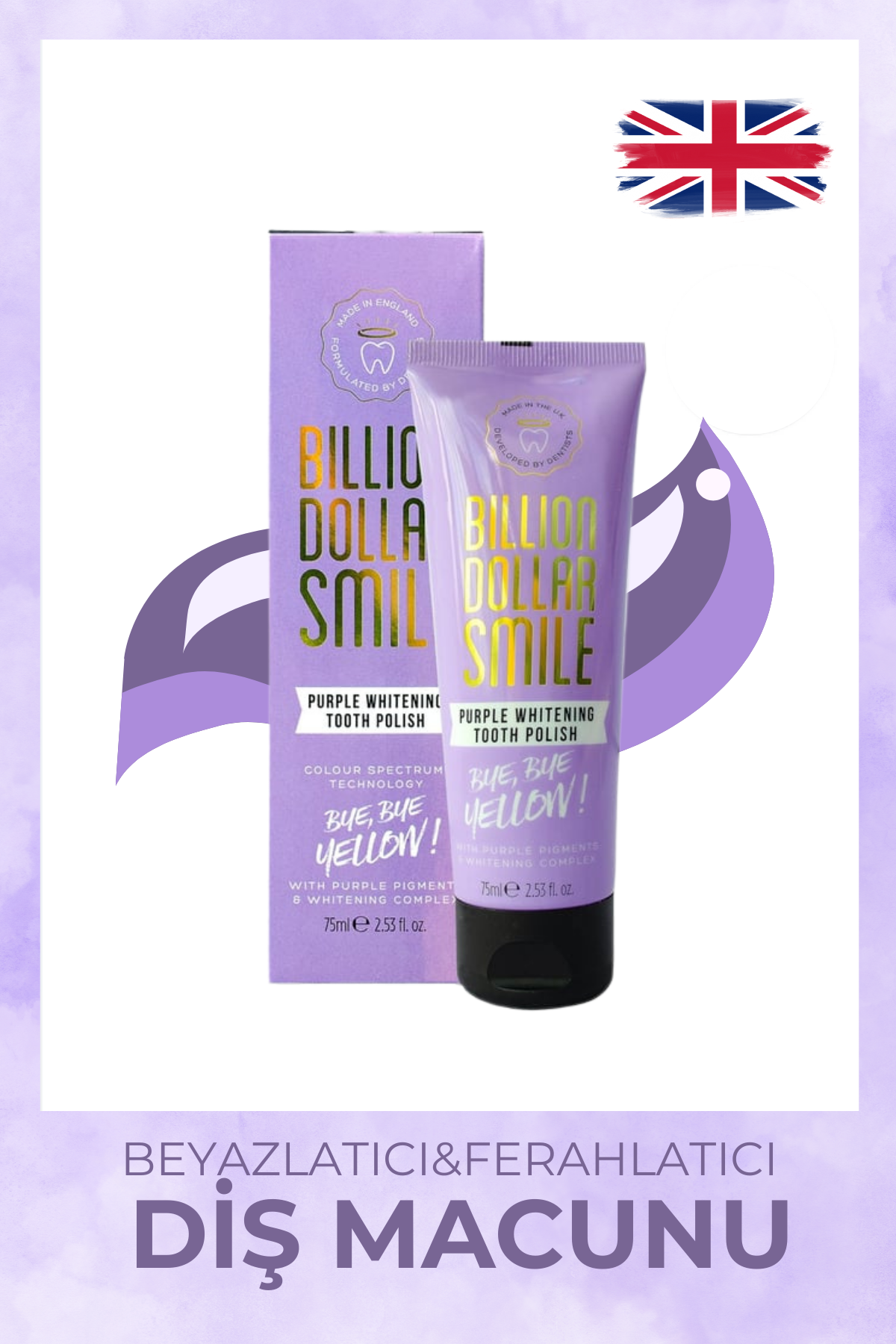 Billion Dollar Smile Purple Whitening Tooth Polish Dis Beyazlatici Dis Macunu