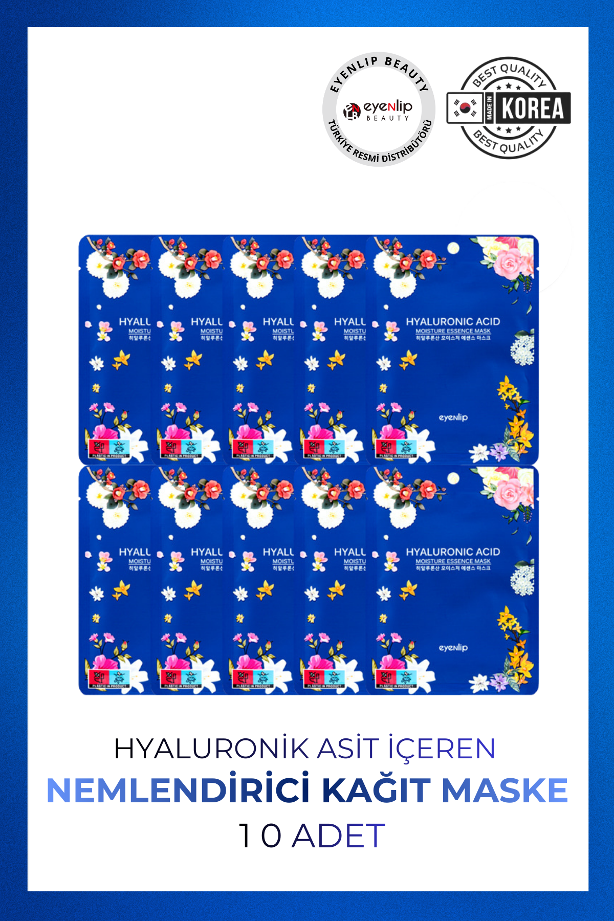 Eyenlip Beauty Hyalüronik Asit İçeren Kağıt Maske 10'lu Paket 