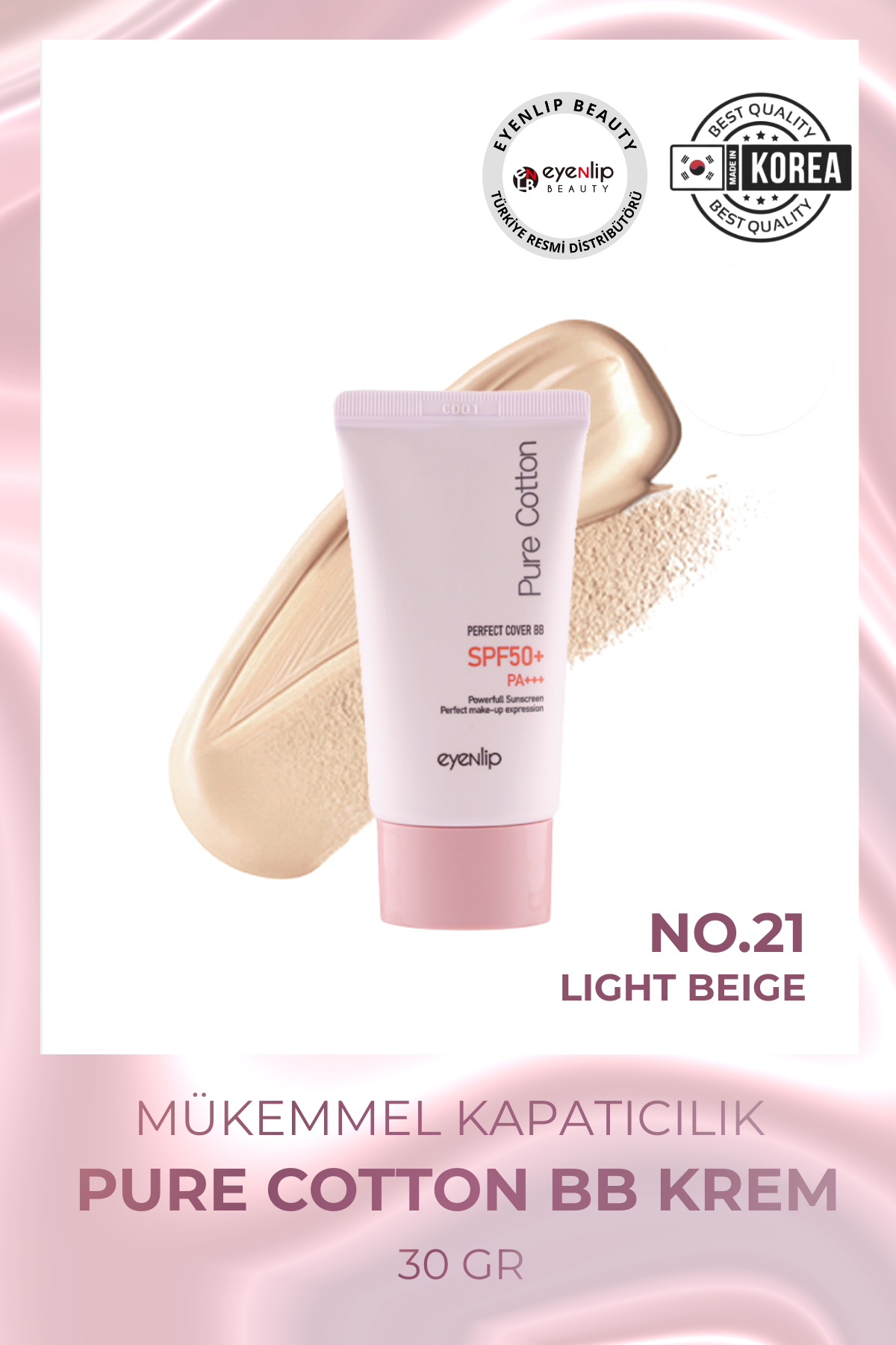 Eyenlip Beauty Saf Pamuk İçeren Kapatıcı BB Krem 21 Açık Bej