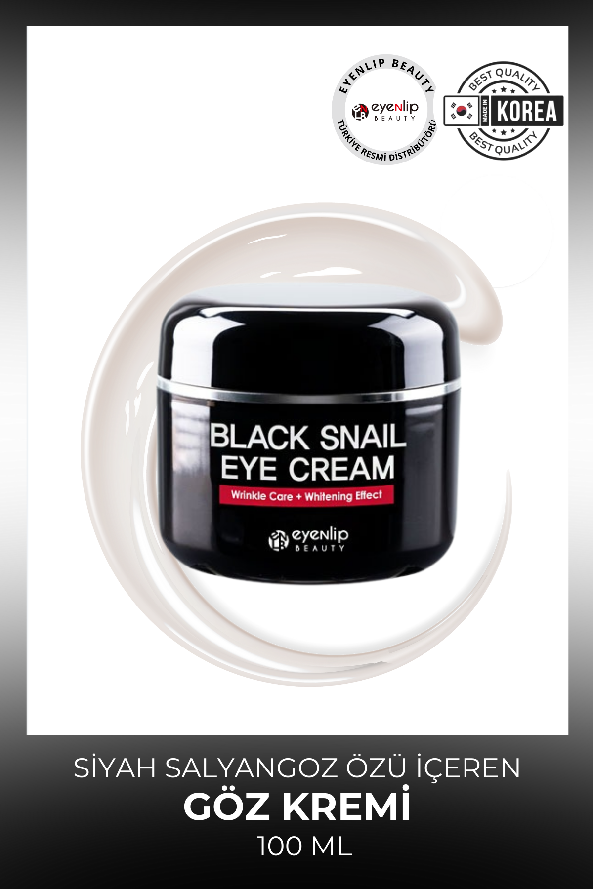 Eyenlip Beauty Siyah Salyangoz Özü İçerenGöz Kremi